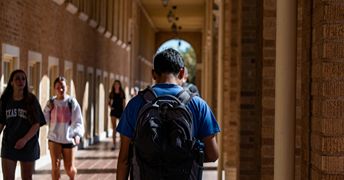 Students collaborating on campus
