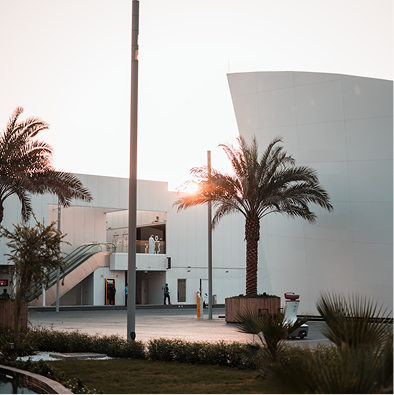 Zayed University campus at sunset